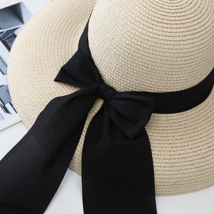 Giá thấp rộng màu đen nhỏ cung dưới vành nữ mặt bao gồm mũ rơm bên bờ biển kỳ nghỉ Sun Visor <span class=keywords><strong>hat</strong></span> - Product Image 4