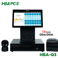 Caisse enregistreuse à double écran, écran tactile 15,6 pouces, machine de caisse, système POS de bureau Android Windows
