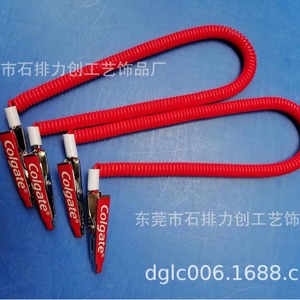 Dental Scarf <b>Clips</b> With <b>Spring</b> Rope Blue Red Plastic Oral Care Accessories Wholesale 2x8x300mm - Product Image 3