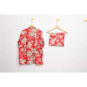 Meilleur ensemble de pyjama en coton floral rouge en gros, imprimé à la main, vêtements de nuit pour femmes, ensembles de vêtements de nuit confortables pour femmes - Product Image 3