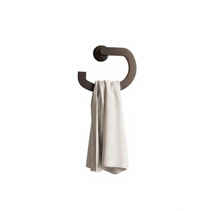 Support mural pour serviette en nickel brossé noir mat, en zinc et plastique, porte-serviettes moderne pour salle de bain, accessoire de toilette - Product Image 2