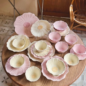 Hot Selling Ceramic Gentle Cream-Style Floral Tableware <b>Set</b> Matte Bowls Plates <b>Microwave</b> Safe for Home Afternoon Tea - Product Image 2