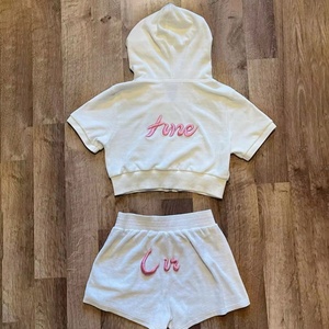 2025 Spring Lounge Wear Custom Ladies Two Piece Shorts Sets Women Zip up Velour <b>Tracksuits</b> Sweat Suit - Product Image 5