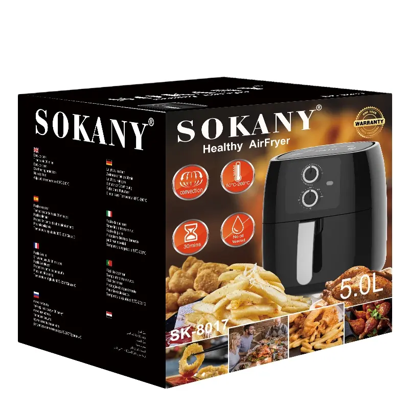 Air Fryer Oven Sokany Factory Oem Custom Deep Biggest Family Party Size 25L Silver Crest Digital Without Oil Free Commercial