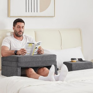 Coussin de sol en mousse à mémoire de forme grand et doux <span class=keywords><strong>pour</strong></span> ordinateur portable, avec accoudoir et porte-gobelet, idéal <span class=keywords><strong>pour</strong></span> le travail, le jeu et la lecture - Product Image 3