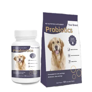 Özel etiket çiğnemek ısırıkları probiyotikler Tablet Gut sağlık Pet takviyeleri köpekler için probiyotikler Tablet