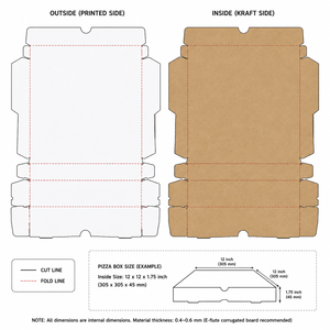 Boîte à pizza en carton ondulé blanc, emballage alimentaire personnalisé imprimé, conteneur à emporter pour restaurants de pizzas, livraison, traiteurs - Product Image 4