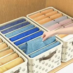 Smiley Face Fabric Clothing Storage Box With Handle Foldable Pp Board Fabric Wardrobe Drawer Storage Box Pant Sweatshirt