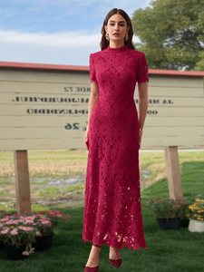 लक्जरी दुबाई नग्न शाम की पोशाक पहने शराब लाल महिलाओं की शादी की पार्टी की पोशाक - Product Image 4