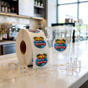 Etiquetas Autoadhesivas de Vinilo Impermeables para Impresión FX, Pegatinas con Logotipo para Vasos de Plástico, Botellas de Bebidas Frías, Embalaje - Product Image 1
