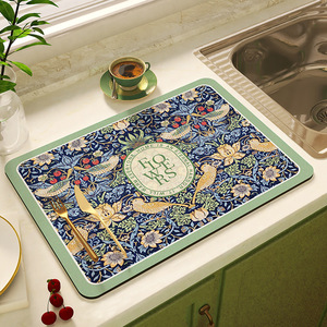 Elegante y fresco tapete floral para escurrir platos, de tierra de diatomeas, adecuado para escurrir vajilla, cuencos y palillos; sin químicos. - Product Image 3