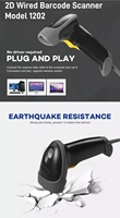Escáner de Códigos QR Portátil GJYS 2D CMOS USB con Cable, Lector de Códigos de Barras Resistente con Detección Automática, Certificación CE FCC, en Stock