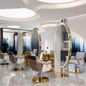 Miroir de salon de coiffure double face pleine longueur avec grandes montures en aluminium, sans éclairage LED - Product Image 3