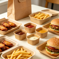 Gobelets à sauce jetables en papier kraft pour restaurant, restauration rapide, plats à emporter, traiteur, fête, portions individuelles, brun naturel