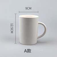 Tasse en céramique de boue blanche haute poterie Biscuit bricolage tasse unie avec poignée pour eau thé école-fournitures d'art