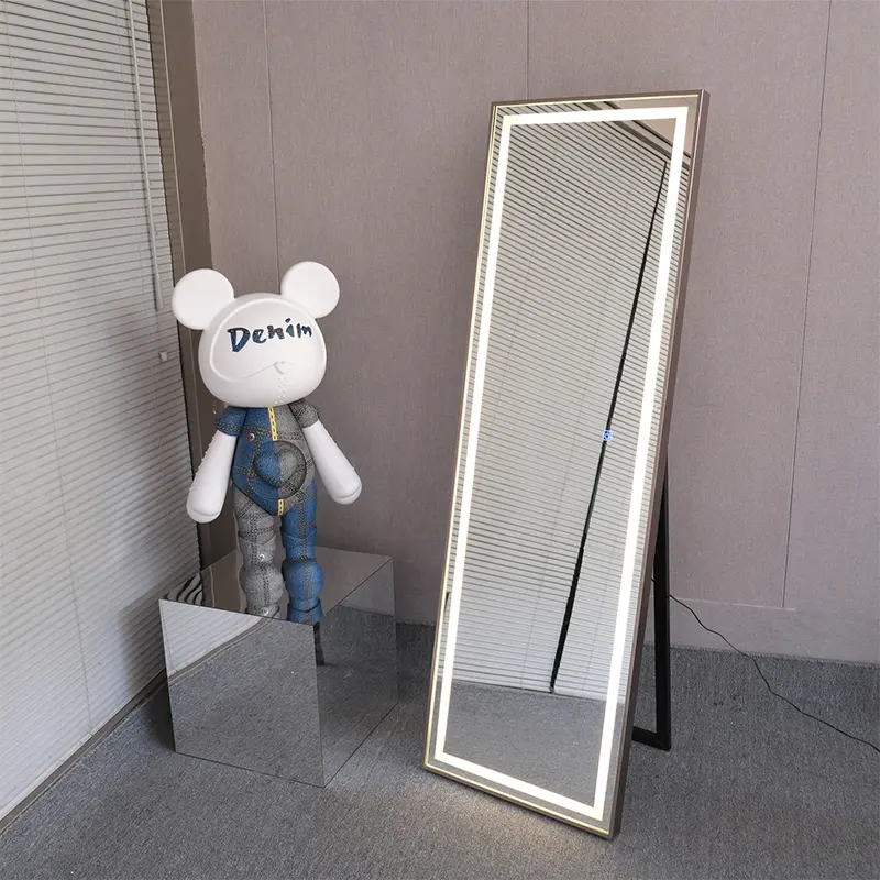 2023 New product Large Led Luminous Smart Full Body Mirror Floor Dressing Mirror With Light for home hotol