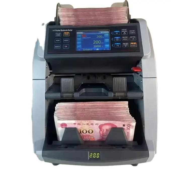 CIS sensor dengan solusi penyortir gambar warna RGB mesin hitung uang dua kantong 1 + 1 pengaturan mesin kantong hitam li