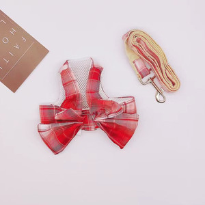 Arnés para perros con diseño a cuadros, transpirable, con lazo, conjunto de correa para mascotas pequeñas y medianas, para gatos y perros - Product Image 3
