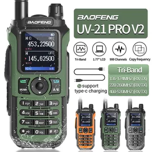 Baofeng-Walkie-talkie de largo alcance, intercomunicador tipo C, radio de radioaficionado UV 21 Pro V2 HF, transceptor de banda dual, radio de dos vías, 999 CHS, 2017