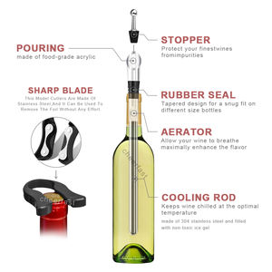 Gepersonaliseerde Item Wijn Chiller Stick Met Wijn Beluchter Set Laser Logo Instant Wijnfles Chiller Hoge Kwaliteit <span class=keywords><strong>Champagne</strong></span> Chiller - Product Image 4