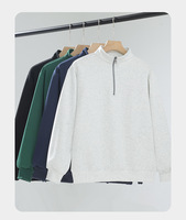 Sweat-shirt unisexe à col montant et fermeture éclair 320g, coupe décontractée ample, brodé, en coton/polyester écologique, idéal pour l'automne