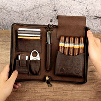 Nouvel étui à cigares multifonctionnel en cuir Crazy Horse vintage pour homme, capacité de 5 cigares, compact, style bracelet, pour les voyages