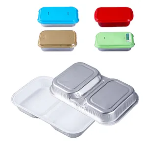 High Quality Aluminum Lunch Box Rectangular Heat Resisting airline catering container with foil lid