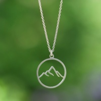 Collier pendentif cercle de montagne au design simple plaqué rhodium en argent sterling 925