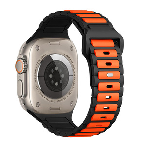 Double Silicone Ocean Watch band <b>strap</b> Carved Rubber For Apple ultra 49 46 45 42 40 mm Series Wristband Stripes <b>Adjustable</b> NEW - Product Image 4