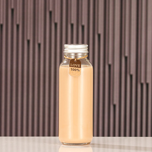 Botellas de Vidrio Transparentes Redondas Vacías al por Mayor de 150ml-500ml para Leche/Zumo/Té/Bebidas con Tapa de Plástico Apilables y Portátiles - Product Image 2