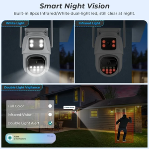 Caméra de sécurité intelligente à double objectif 6MP PTZ Wifi extérieure avec étanchéité IP66 pour utilisation intérieure, technologie de réseau sans fil - Product Image 3