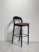 Tabouret de bar moderne à dossier haut en bois de frêne pour hôtel et restaurant, mobilier de bar, chaise de bar, tabouret haut
