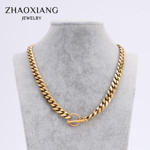 Chaîne cubaine plaquée or en gros pour hommes, collier et bracelet hip-hop en titane et acier inoxydable, style Miami 18 carats - Product Image 4