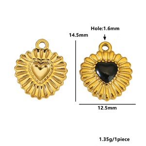 Heart Shape Charms Stainless Steel Gold Plated Bezel Setting Multicolor DIY Jewelry Pendant For Necklace <b>Bracelet</b> Accessory - Product Image 2