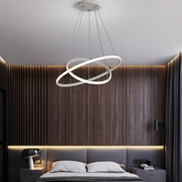 Lustre de salon moderne simple lustre atmosphérique escalier anneau lumière réseau de luxe restaurant rouge éclairage nordique