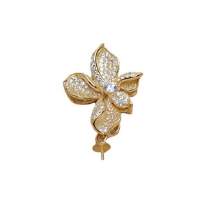 Pendentif en argent S925 Wenchi pour femme, à faire soi-même, en forme de grande fleur avec 12-16 accessoires, modèle 13808, apprêts de bijouterie chinois - Product Image 5