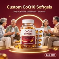 Complexe Antioxydant pour Adultes en Gélules Molles avec Coenzyme Q10 et Vitamine E, Sans Sucre Naturel, Complément Nutritionnel Personnalisé à Marque Privée