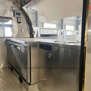 Chariot de cuisine en acier inoxydable pour camion, chariot à fruits et légumes, chariot de restauration mobile, <span class=keywords><strong>remorque</strong></span> alimentaire ronde - Product Image 5