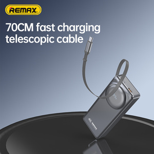45W Fast Charge Power Bank Built-in Telescopic <b>Cable</b> 10000mAh 30W Input Slim Portable With Digital Display FCP-10 FCP-10 - Product Image 2