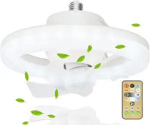 Yeni tasarım 3 rüzgar hızları E27 Led ampul soket Fan Modern yatak odası Led ışık ile tavan vantilatörü s uzaktan kumandalı tavan vantilatörü tavan vantilatörü