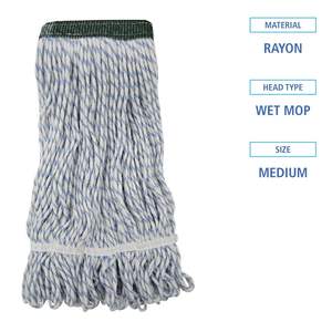 "<b>Microfiber</b> Rectangle <b>Mop</b> Pad White/Blue 12/Carton Boardwalk" - Product Image 4