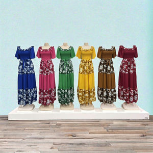 Vestido hasta el suelo elegante para mujer al por mayor bata nueva Casual estampado Tie-Dye gasa antiestática frente Natural para verano otoño - Product Image 2