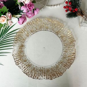 New phong cách Châu Âu 13 inch Vòng Wedding party Bảng trang trí vàng bạc Flower Pattern nhựa sạc tấm - Product Image 2