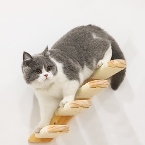 Cat Climbing Shelf Wall Mounted Four Step Cat Stairway with Jute Scratching for Cats Scratching Posts