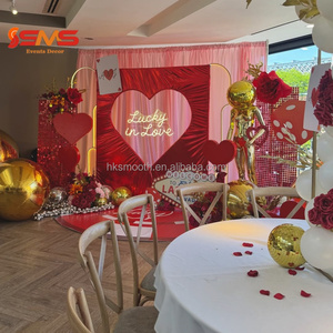 Support de présentation en métal en forme de cœur rouge romantique pour mariage, élégant, vintage, moderne, arche en métal détachable avec tissu pour toile de fond de mariage - Product Image 6