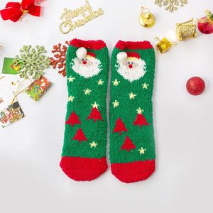 Chaussettes en polaire corail brodées pour femme, mi-mollet, doublées thermiquement, confortables pour l'intérieur en hiver - Product Image 4