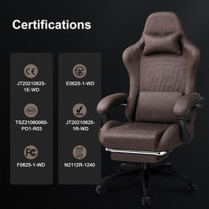 Chaise de jeu pivotante musicale la plus vendue <span class=keywords><strong>avec</strong></span> dossier inclinable en cuir marron clair, chaise de bureau fonctionnelle pour gamer <span class=keywords><strong>avec</strong></span> repose-pieds - Product Image 2