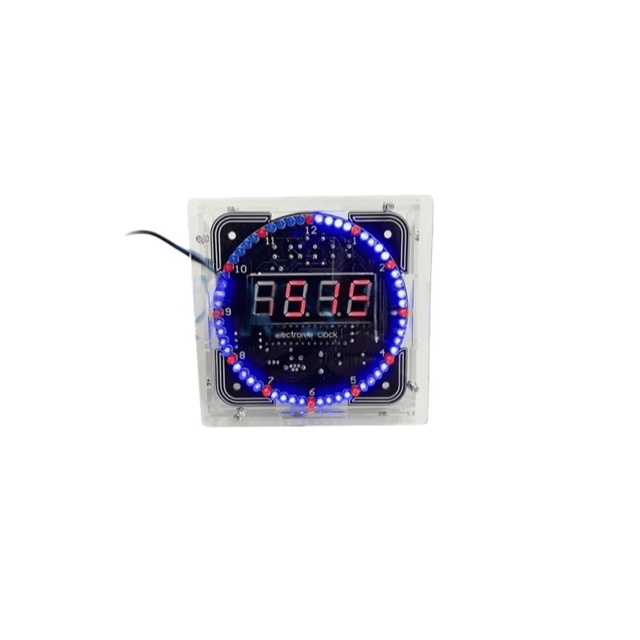 AI-KSEN C51 Microcontroller Electronic Clock Kit, Light Controlled Temperature Control DS1302 Rotating LED Flow Light DIY