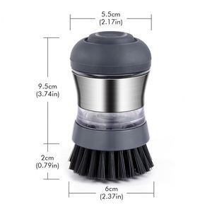 Cepillo para Platos de Acero Inoxidable con Dispensador de Jabón, Cabezal Redondo de Plástico, para Limpieza de Cocina - Product Image 2