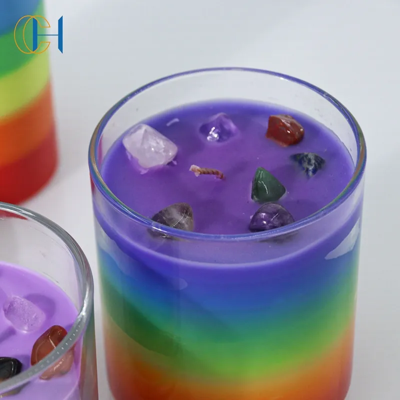 Chakra New dry Flower Chakra bougie Candles aromaterapia Crystal Rainbow Soy Wax 7 Color Chakra candele profumate
